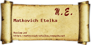 Matkovich Etelka névjegykártya
